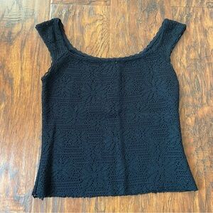 Vintage 90s y2k forever 21 black lace see through crop top tank.